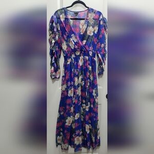 Vibrant Floral Kids Dress with Ruffled Sleeves